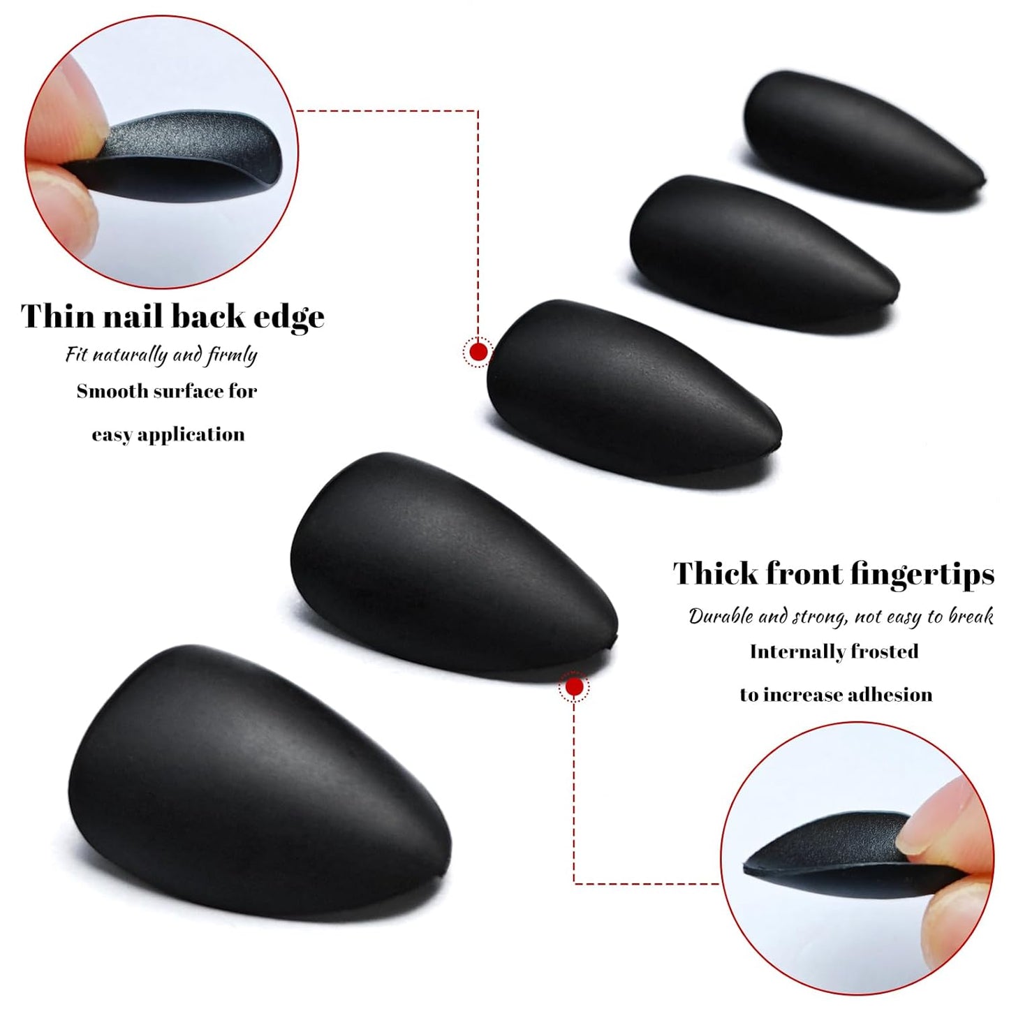 360Pc Almond Press on Nails Short Fake Nails with Glue Tabs, Short Press on Nails Almond Glue on Nails Black Acrylic Nails Press Ons False Nails Women Girls XS Stiletto Artificial Nails