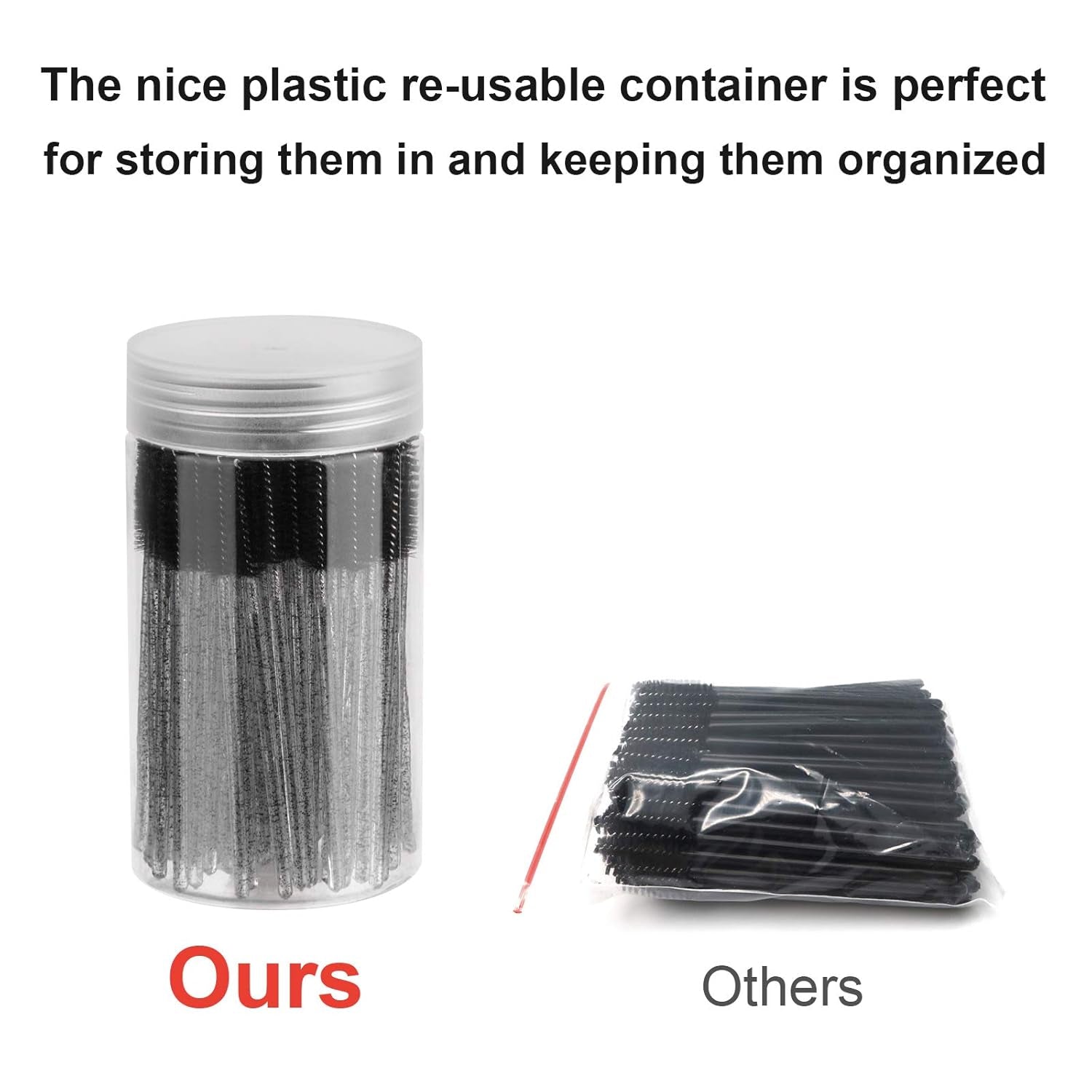 100PCS Disposable Eyelash Brush, Mascara Wands Makeup Brushes Applicators Kits for Eyelash Extensions and Eyebrow Brush with Container (Black)