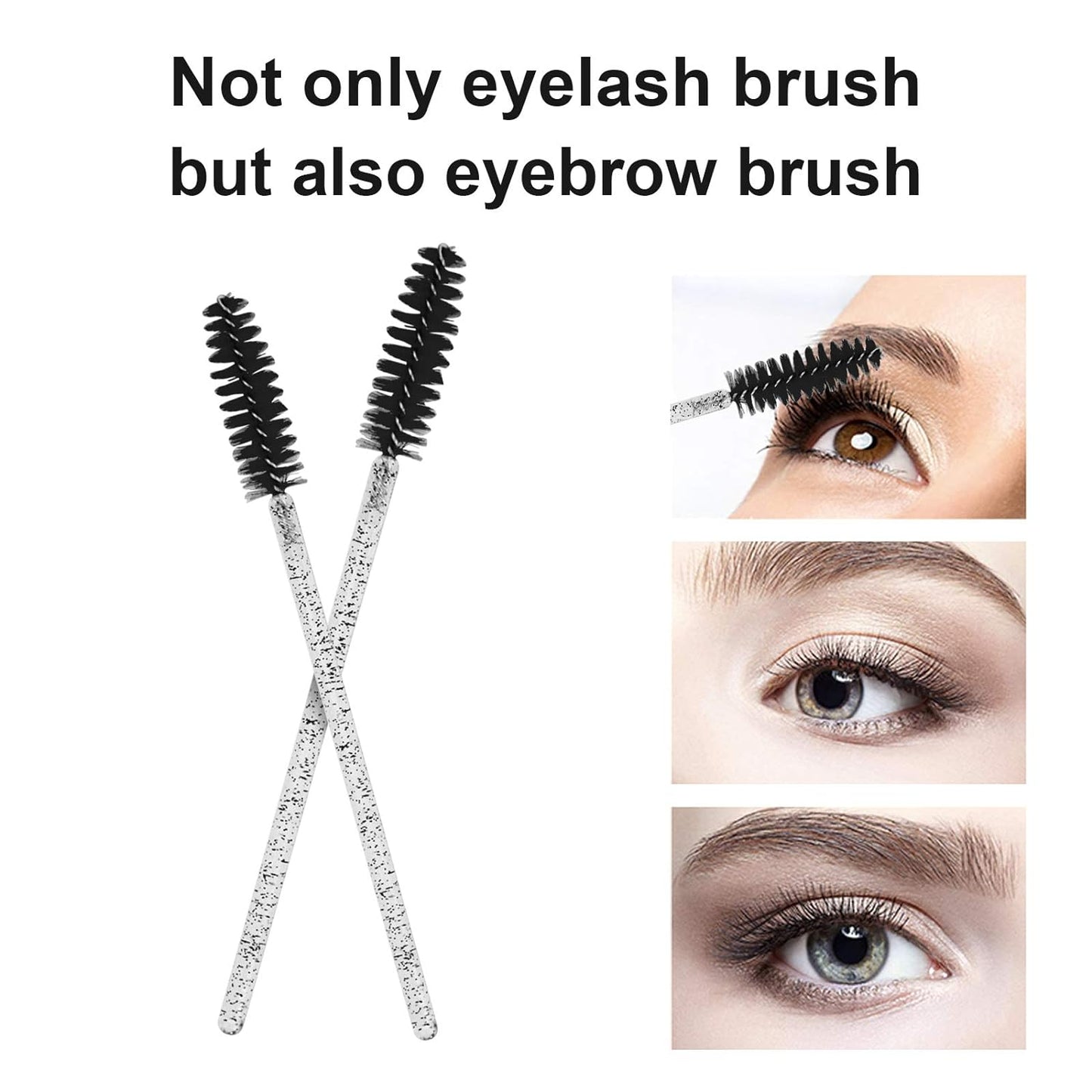 100PCS Disposable Eyelash Brush, Mascara Wands Makeup Brushes Applicators Kits for Eyelash Extensions and Eyebrow Brush with Container (Black)