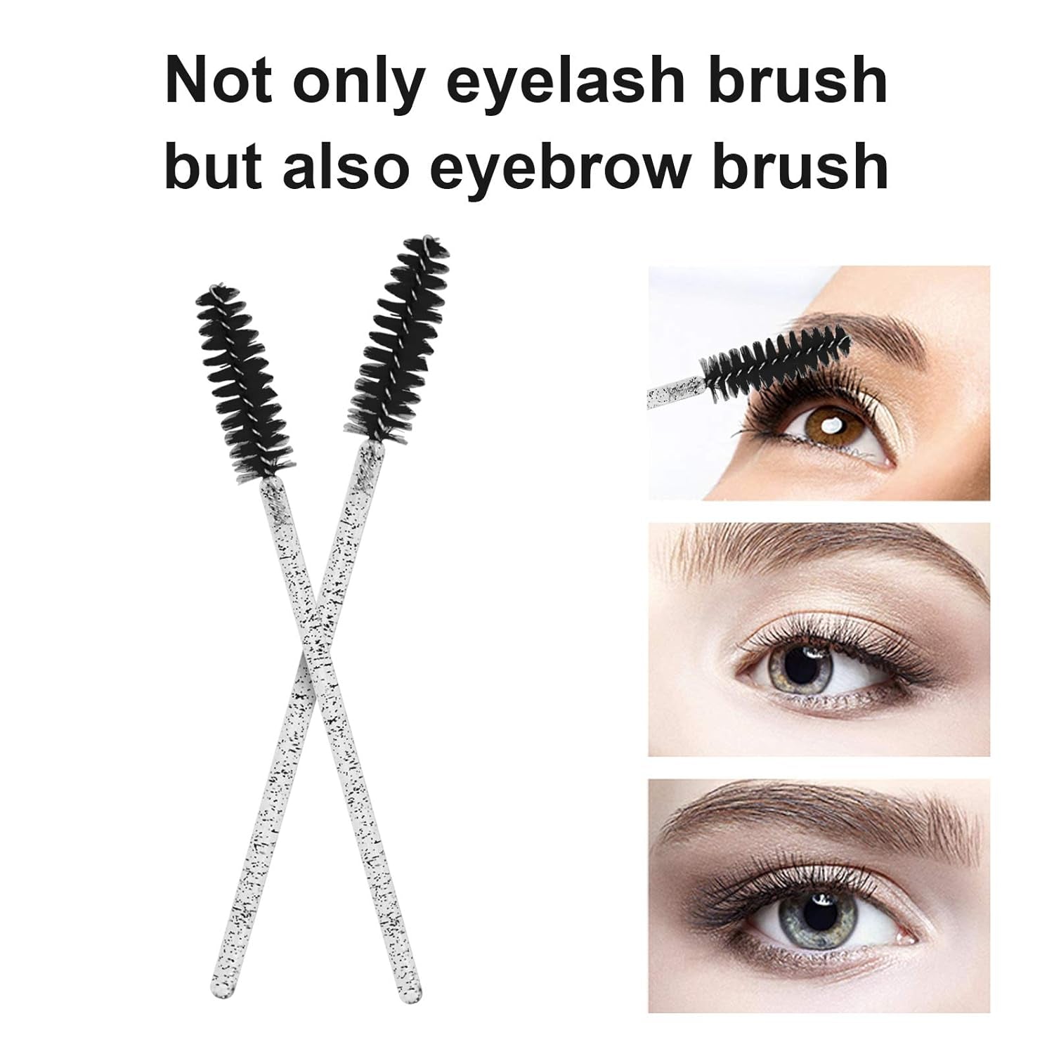 100PCS Disposable Eyelash Brush, Mascara Wands Makeup Brushes Applicators Kits for Eyelash Extensions and Eyebrow Brush with Container (Black)
